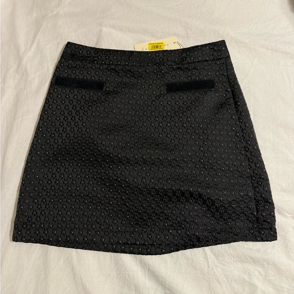 Black Textured Mini Skirt